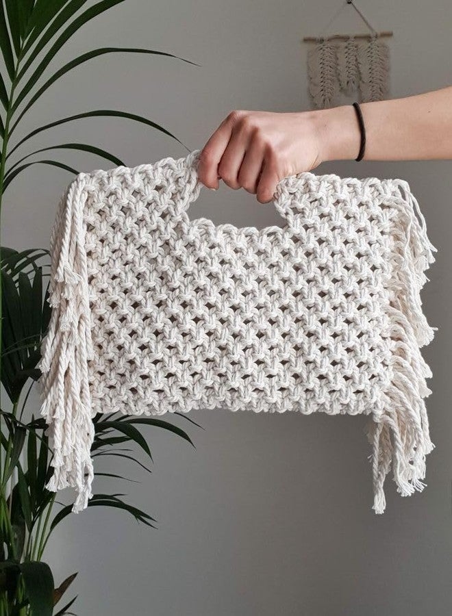 Rising Craft حقيبة تسوق من رايزنج كرافت، حقيبة تسوق من المكرمية، حقيبة يد من المكرمية مزينة بشراشيب، حقيبة عصرية، حقائب يد صغيرة من المكرمية - Image 5